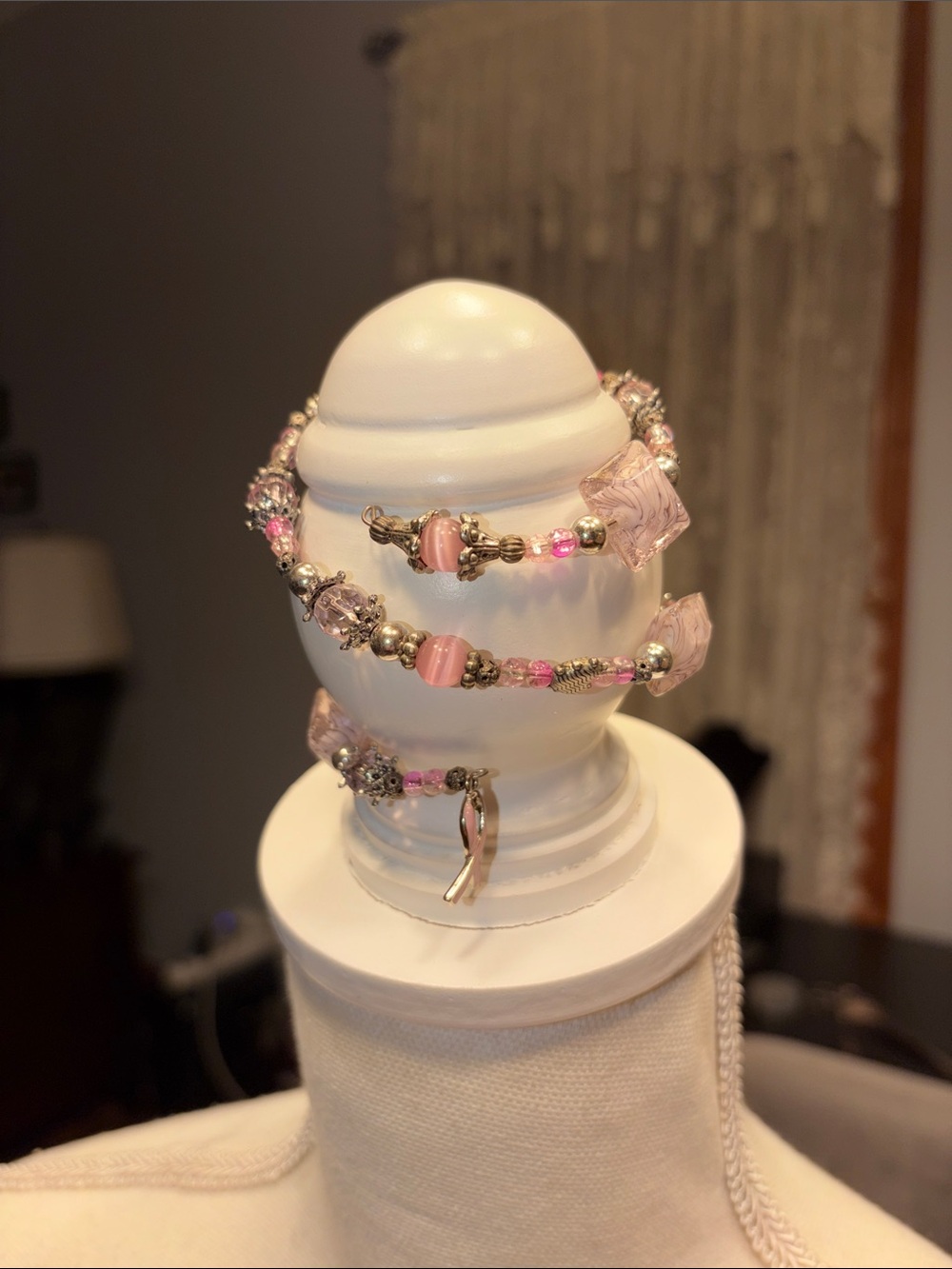 Pink Beaded Wrap Bracelet